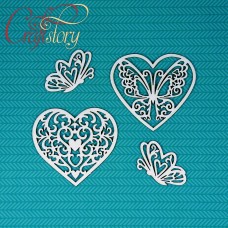 Chipbord Hearts with butterflies